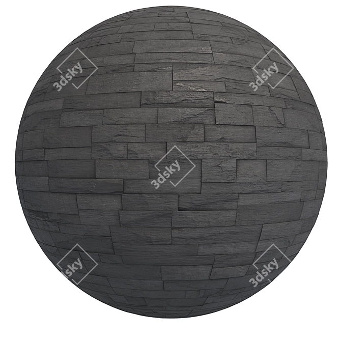Black Stone Mosaic Wall Tile 3D model image 4