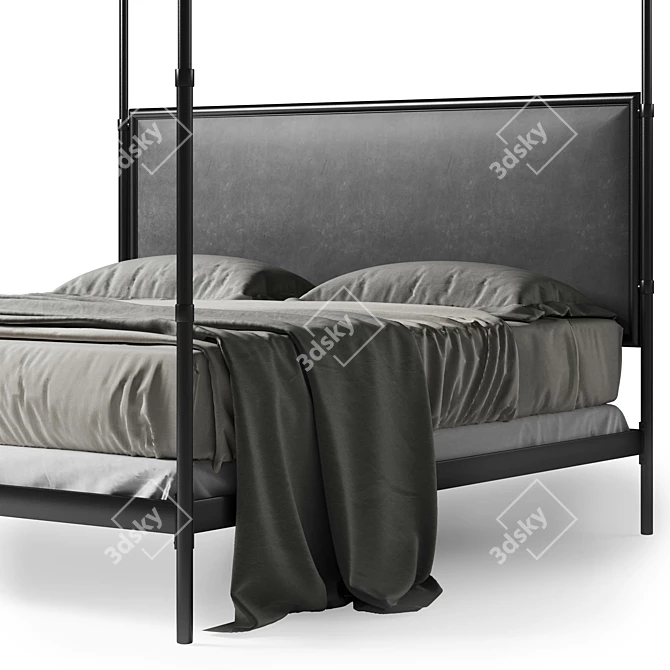 French Iron Canopy Bed 3D model image 3