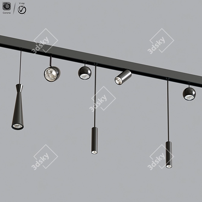 Versatile 5-Light Ceiling Track Project 3D model image 2