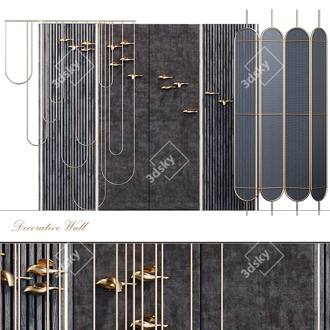 Bird Collection Decorative Panel: Gold 7 3D model image 6