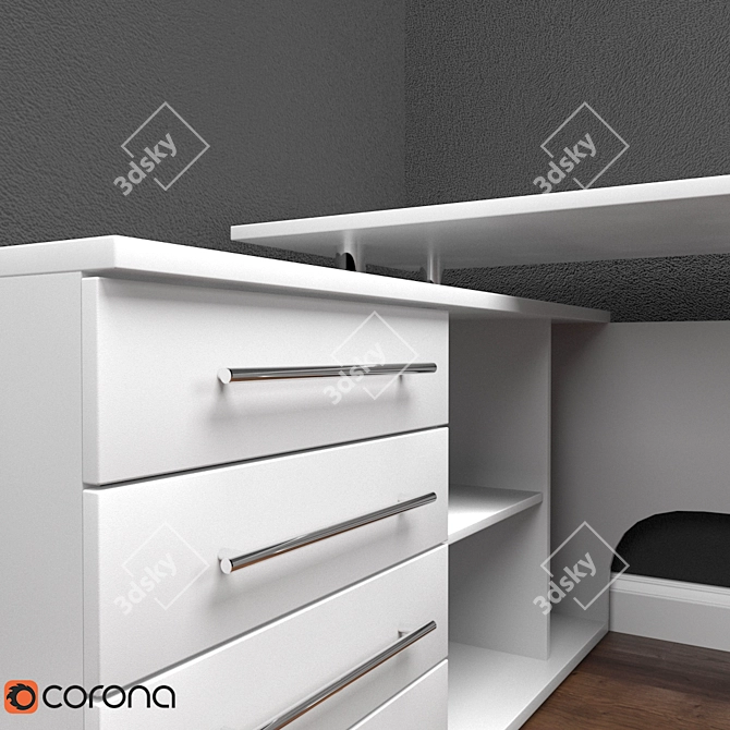 Corner Computer Desk KST-109: Organize Your Workspace with Style 3D model image 2