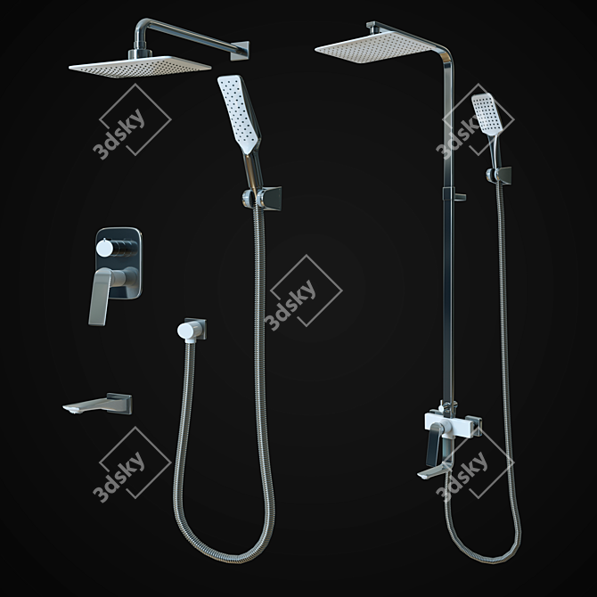 LeMark Allegro Shower Set: Modern and Elegant 3D model image 5