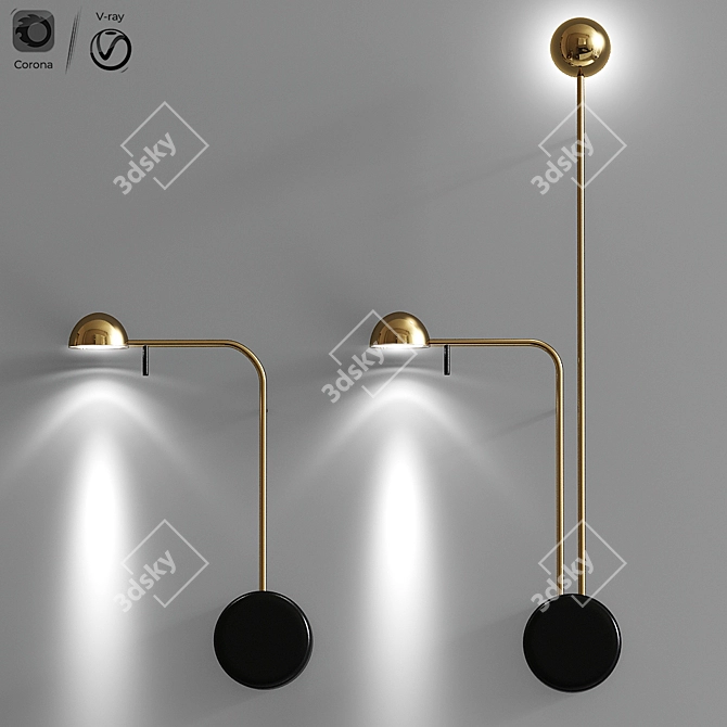 Gilded Art Deco LED Wall Sconces 3D model image 1