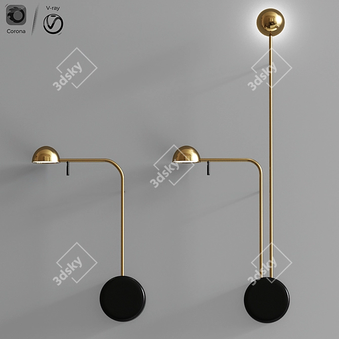 Gilded Art Deco LED Wall Sconces 3D model image 3