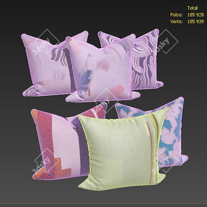 Decorative Pillow Set 543: Stylish and Versatile 3D model image 3