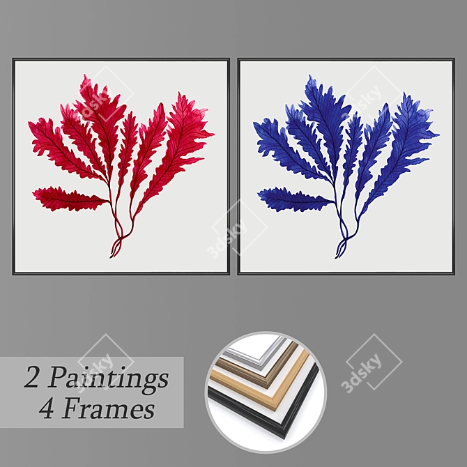 Artistic Wall Decor Set with Multiple Frame Variations 3D model image 1