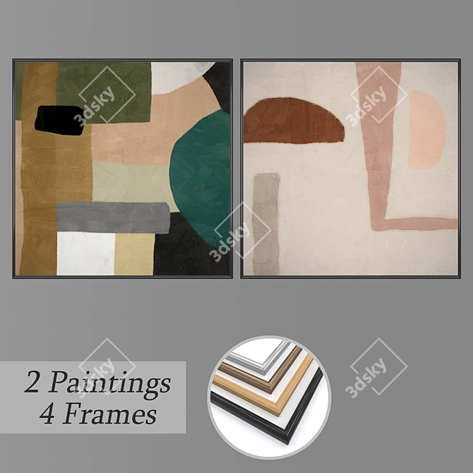 Unique Wall Art Set with Multiple Frame Options 3D model image 1