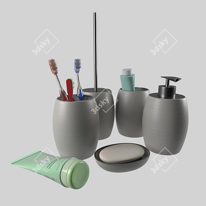 Stylish Bathroom Brush Set 3D model image 3