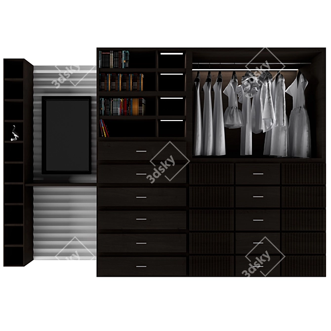 Modern 4-Door Wardrobe 3D model image 1