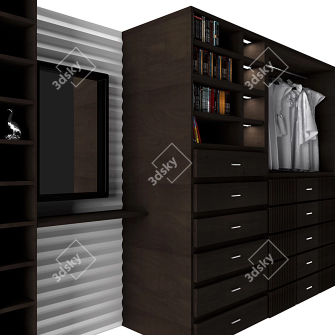 Modern 4-Door Wardrobe 3D model image 2