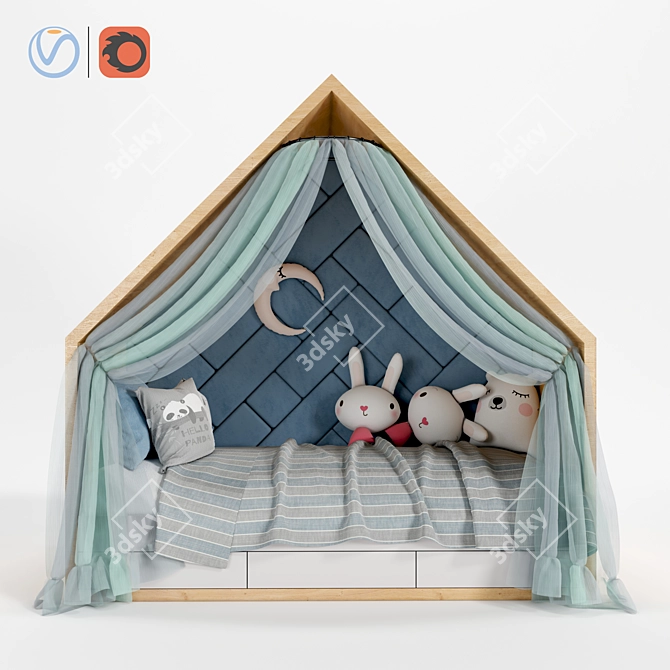 Dreamy Haven Kids Room Bed 3D model image 1