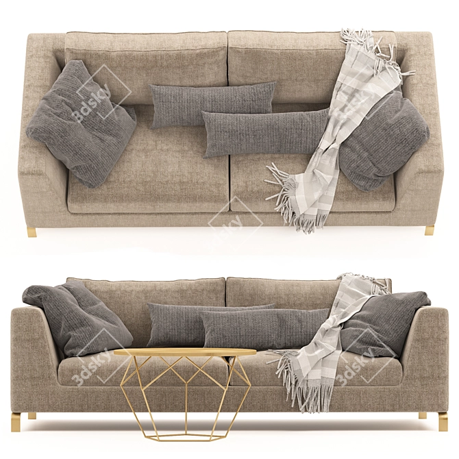 Elegant Hampton Sofa 3D model image 1