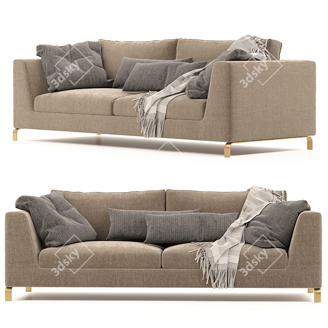 Elegant Hampton Sofa 3D model image 3