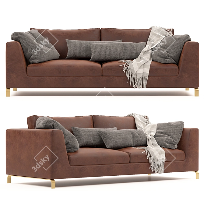 Elegant Hampton Sofa 3D model image 4