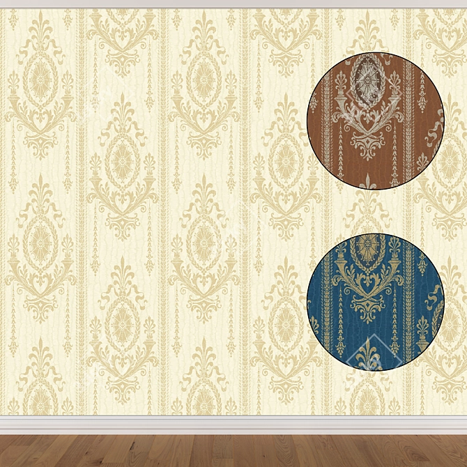 Seamless Wallpaper Set in 3 Colors 3D model image 1