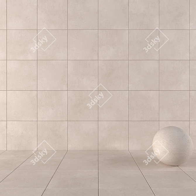 Beige Lupus Concrete Wall Tiles 3D model image 1