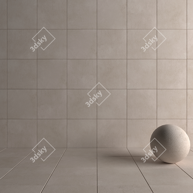 Beige Lupus Concrete Wall Tiles 3D model image 4