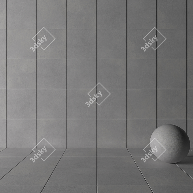 LUPUS Gray Concrete Wall Tiles 3D model image 3