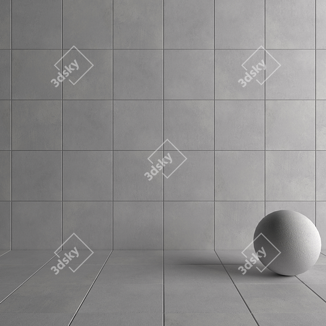 LUPUS Gray Concrete Wall Tiles 3D model image 4