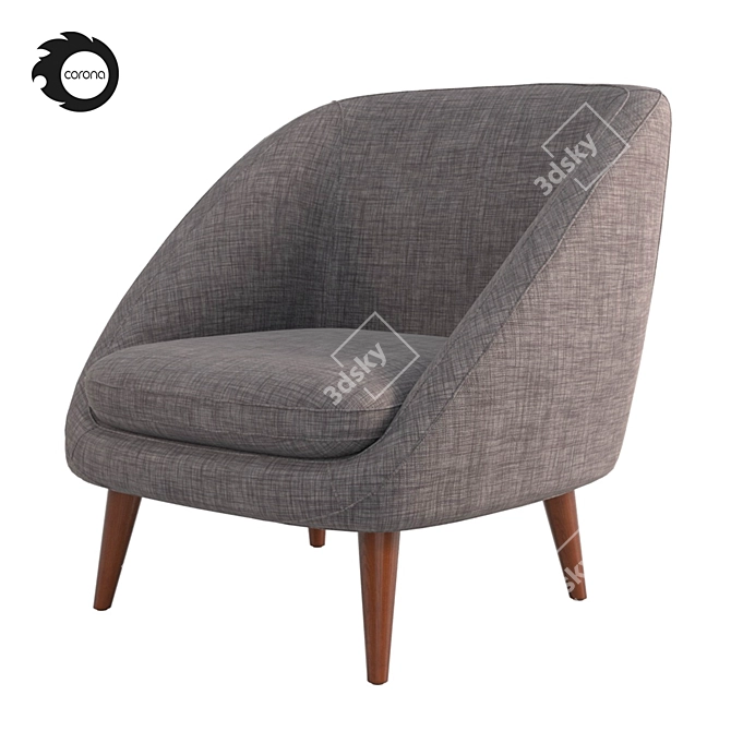 Sleek Semeon Armchair 3D model image 10