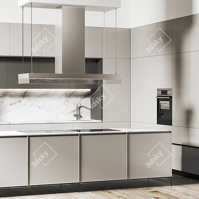 Modern Kitchen Design & Modeling 3D model image 2