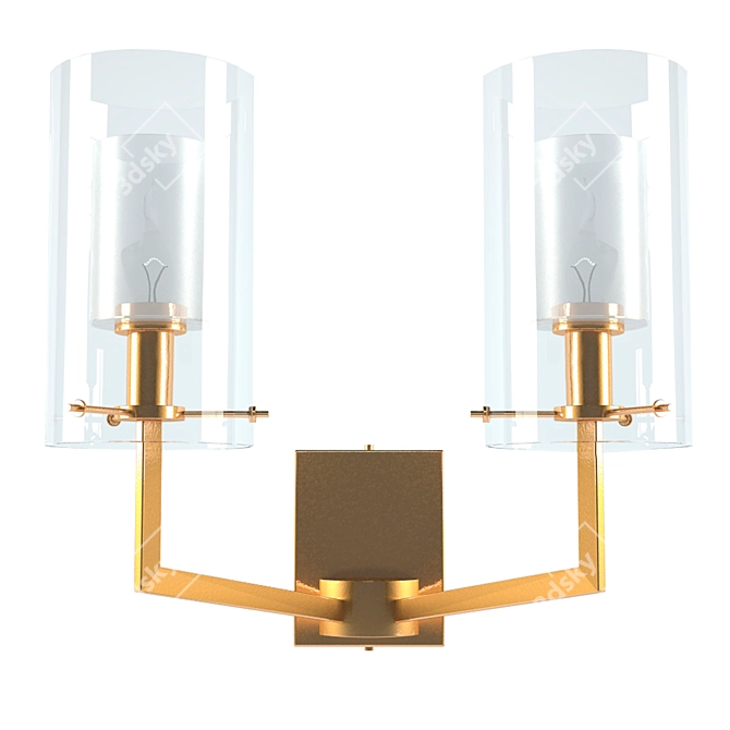 Elegant Gold Glass Wall Sconce 3D model image 1