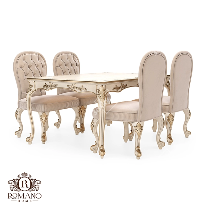 Handcrafted Josephine Dining Group 3D model image 1