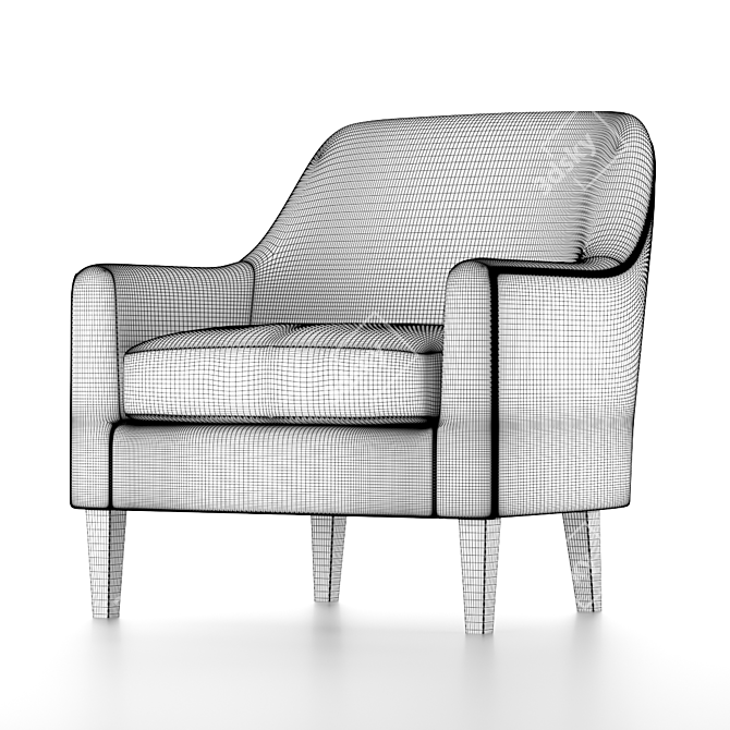 Elegant Fawn Brown Armchair 3D model image 3