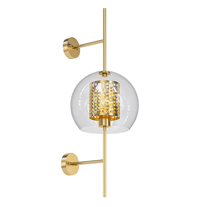 Golden Perforation Wall Lamp 3D model image 1