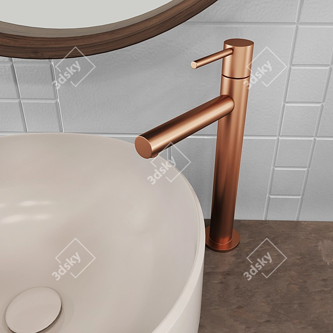 Satin Copper Modern Bath Set 3D model image 2