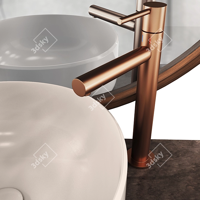 Satin Copper Modern Bath Set 3D model image 10