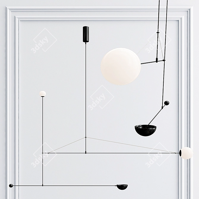 Sleek Minimalist Pendant: LINES-10 3D model image 1