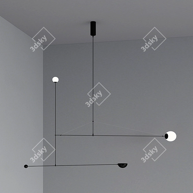 Sleek Minimalist Pendant: LINES-10 3D model image 2