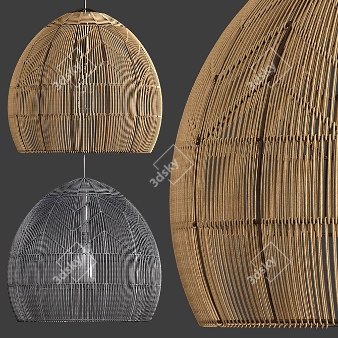 Four Rattan Pendant Lights:
"Quartet of Rustic Charm 3D model image 5