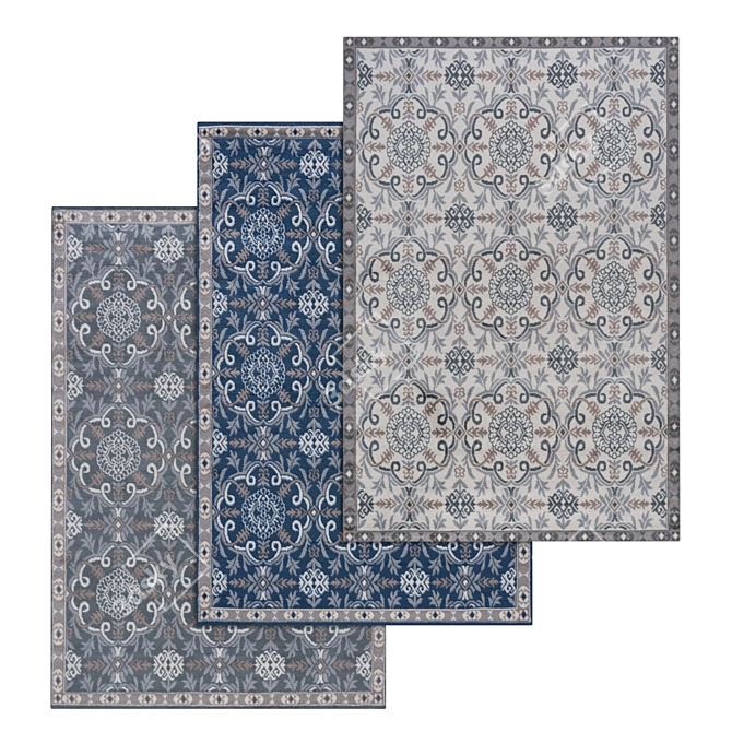 Premium Carpet Set: High-Quality Textured Rugs 3D model image 1