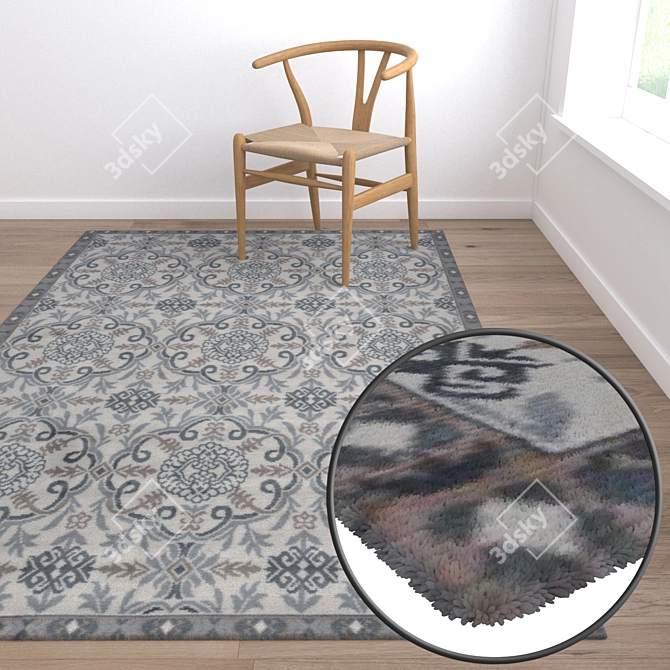 Premium Carpet Set: High-Quality Textured Rugs 3D model image 5