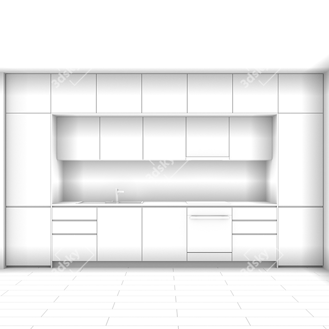 Modern Kitchen: W 4230 x H 2600 x D 627 mm 3D model image 4