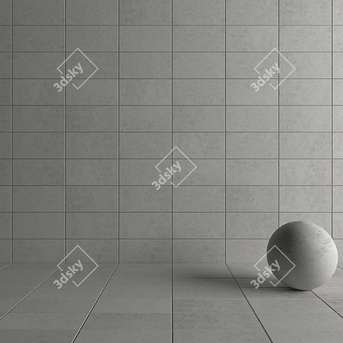 Modern Concrete Wall Tiles 3D model image 4