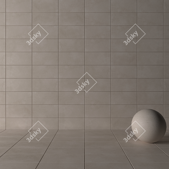 LUPUS Beige Concrete Wall Tiles 3D model image 3