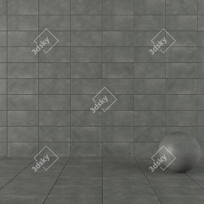 Anthracite Lupus Concrete Tiles 3D model image 1