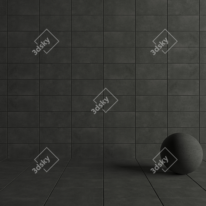 Anthracite Lupus Concrete Tiles 3D model image 4