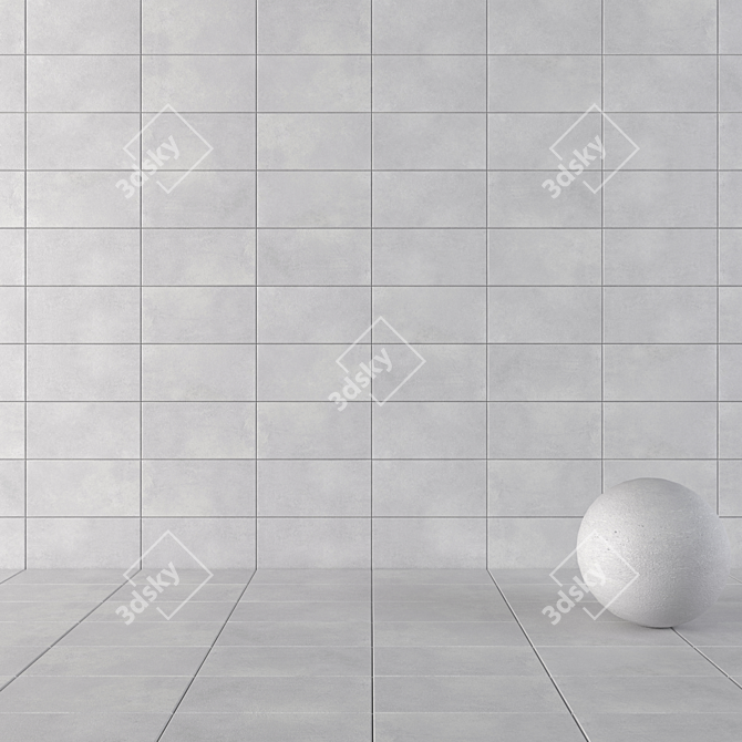 LUPUS Gray Concrete Wall Tiles: Multi-Texture, High-Definition Finish 3D model image 1