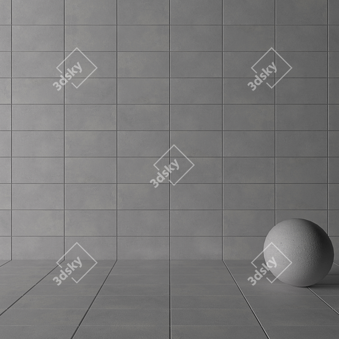 LUPUS Gray Concrete Wall Tiles: Multi-Texture, High-Definition Finish 3D model image 3