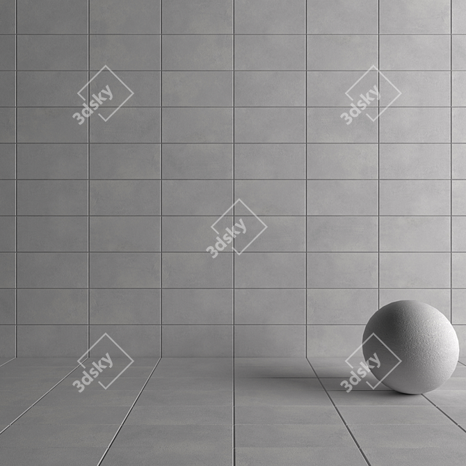 LUPUS Gray Concrete Wall Tiles: Multi-Texture, High-Definition Finish 3D model image 4