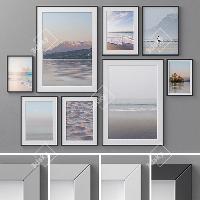 4-Color Photo Frames Set 3D model image 1