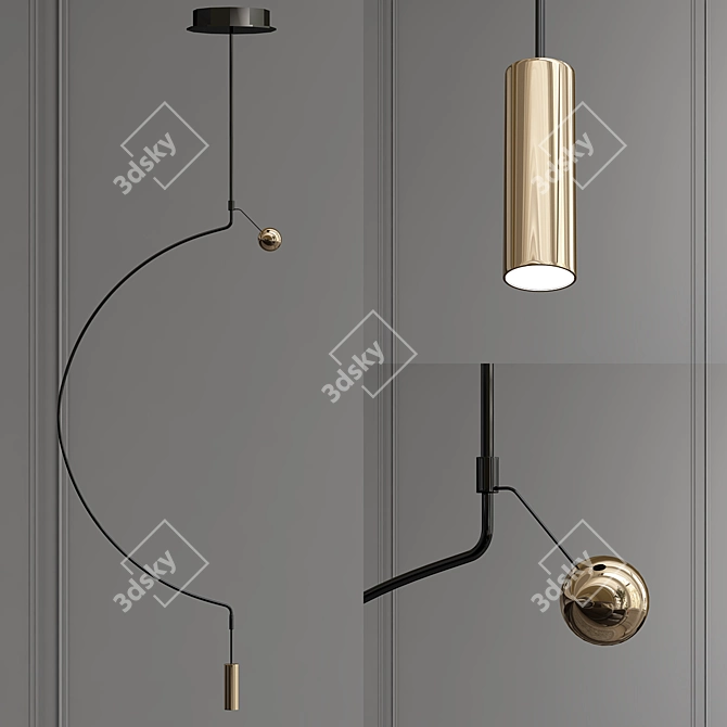 Sleek LED Pendant Lamp 3D model image 1