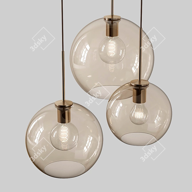 Elegant Vilmo Trio A Chandelier 3D model image 2