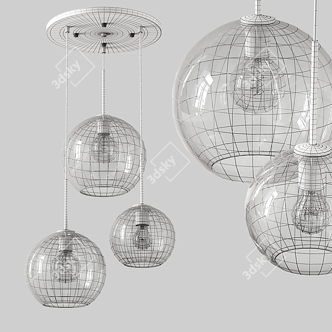 Elegant Vilmo Trio A Chandelier 3D model image 5