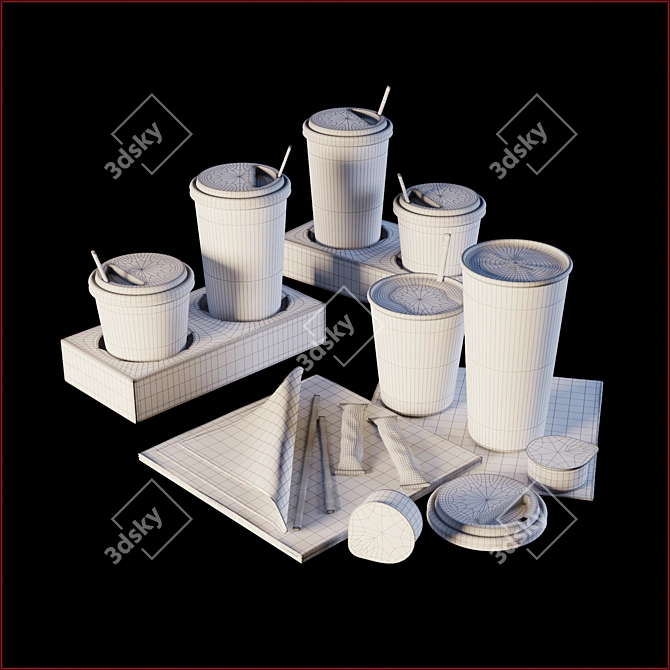 KFC Coffee Cups: Classic Design with Accessories 3D model image 2