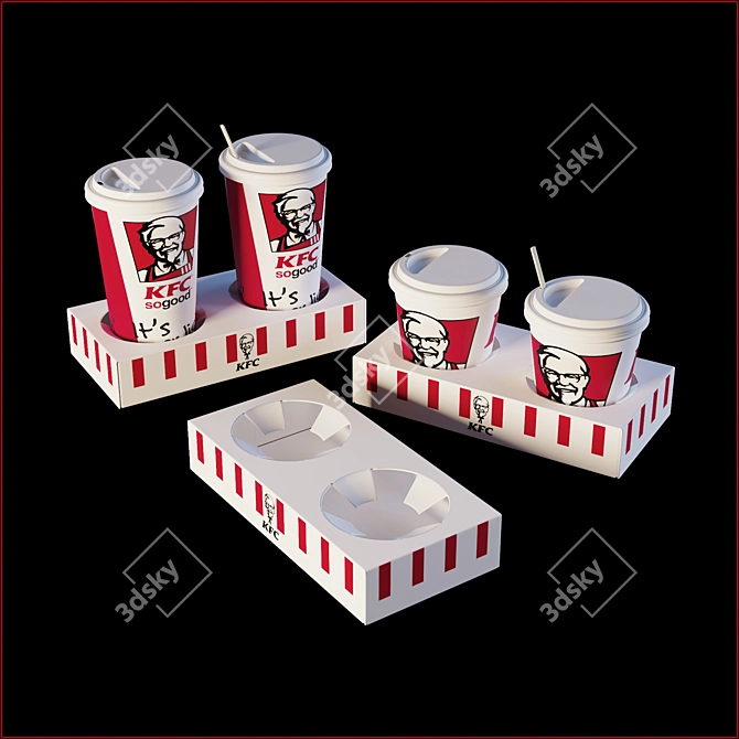 KFC Coffee Cups: Classic Design with Accessories 3D model image 3